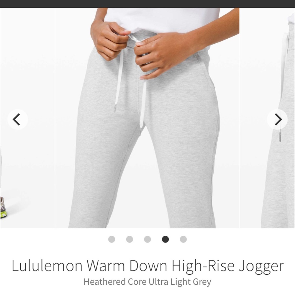 Lululemon Warm Down Jogger HR Sweatpants heathered Core Ultra light Grey 28”Sz 4